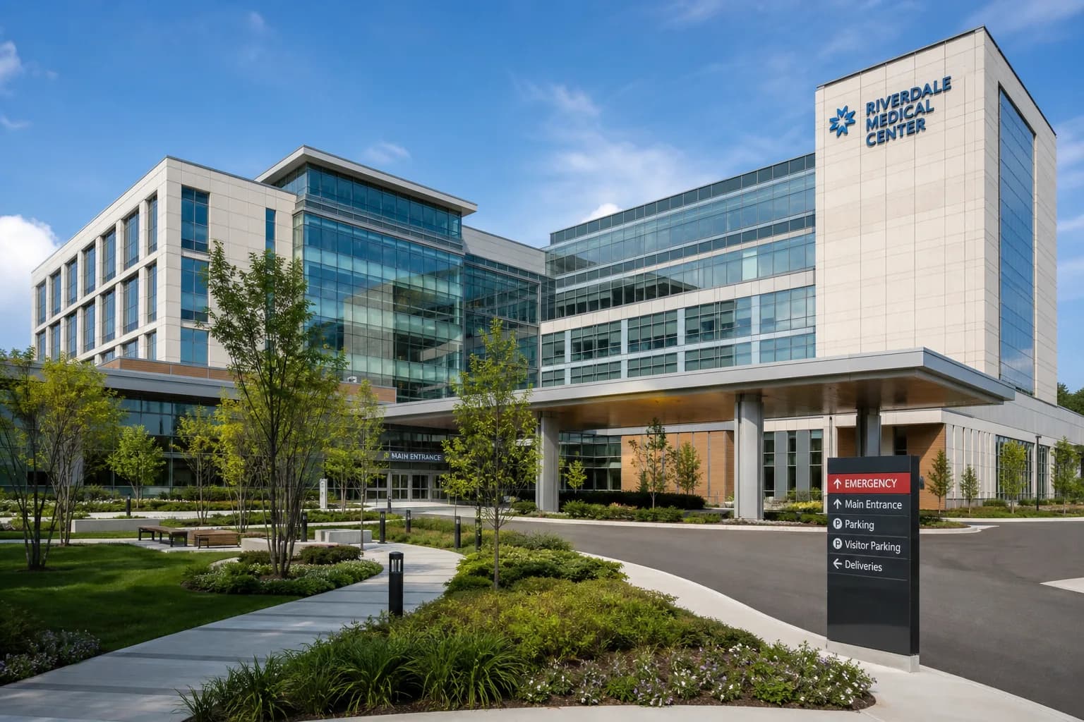 Modern medical campus with integrated security infrastructure and network backbone planning